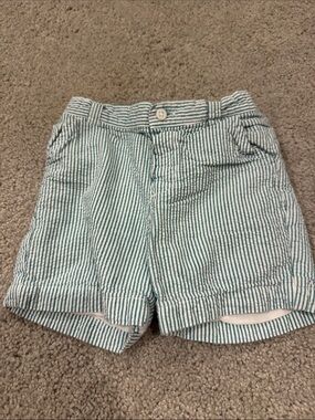 Janie and Jack Green Striped Seersucker Shorts